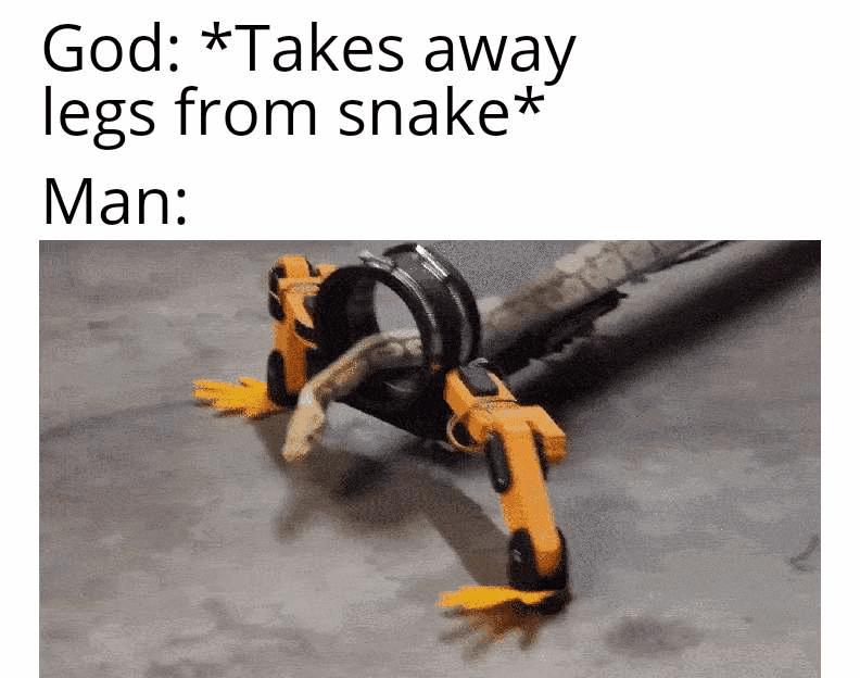 God Takes away legs from snake Man