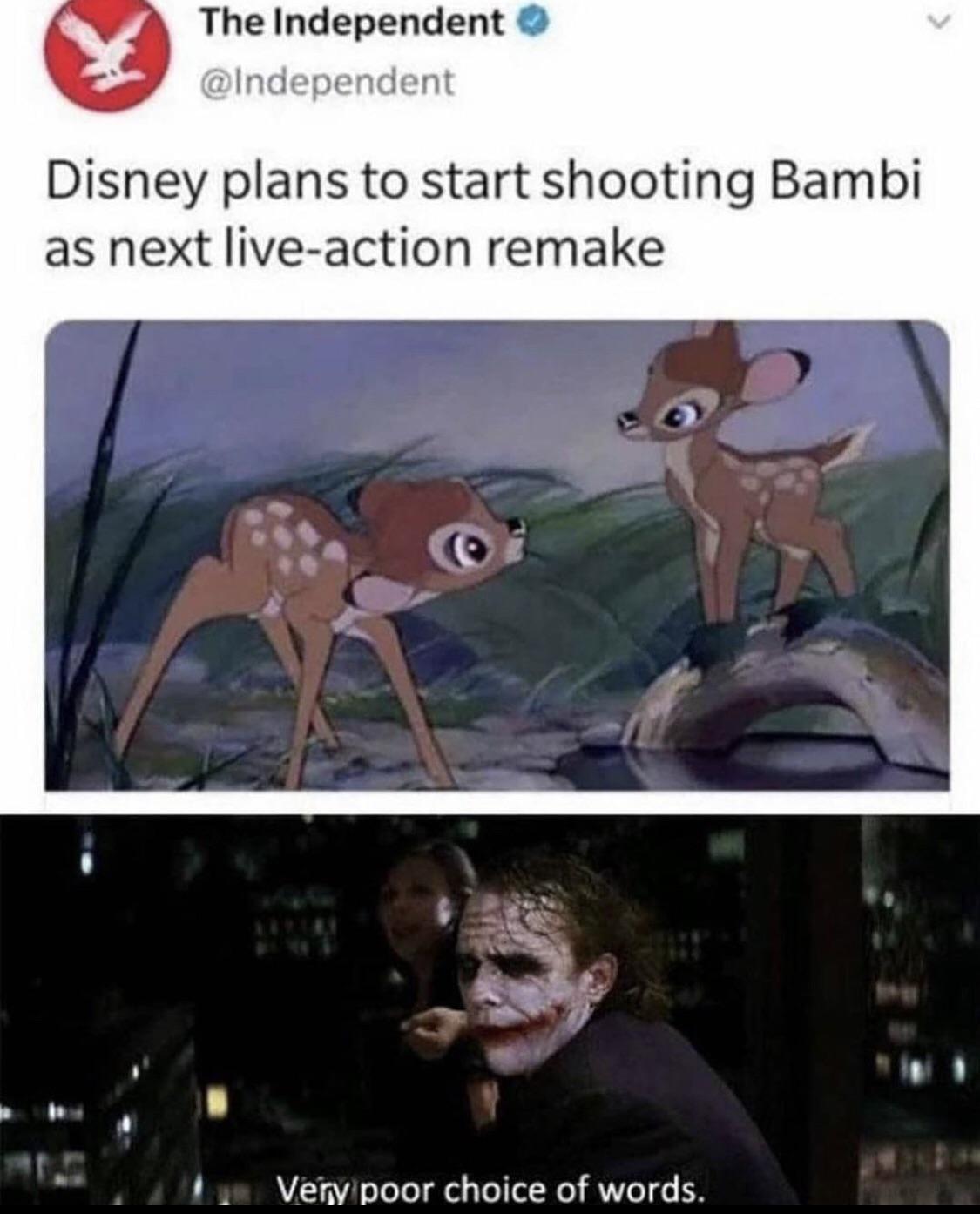 The Independent Dindependent Disney plans to start shooting Bambi as next live action remake Venypoor choice of words