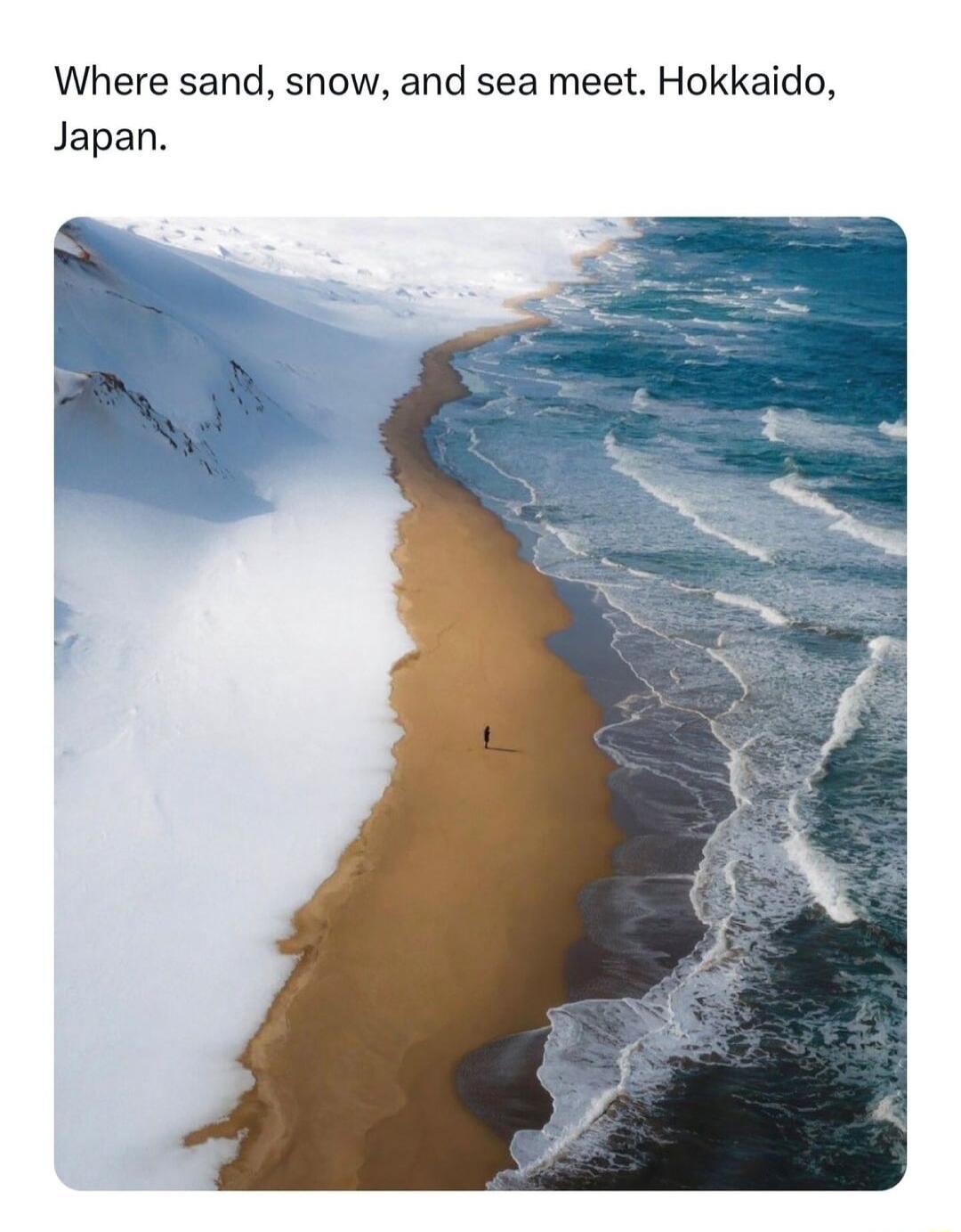 Where sand snow and sea meet Hokkaido Japan