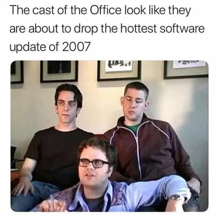 The cast of the Office look like they are about to drop the hottest software update of 2007