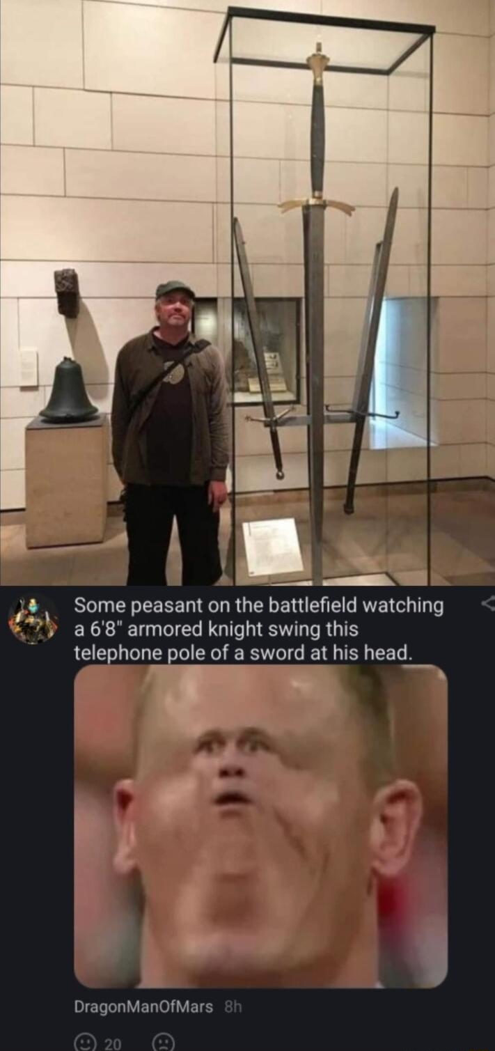 Ry ELEEEEL R G EREHE L RTET G T a 68 armored knight swing this telephone pole of a sword at his head i Y 4 DragonManOfMars