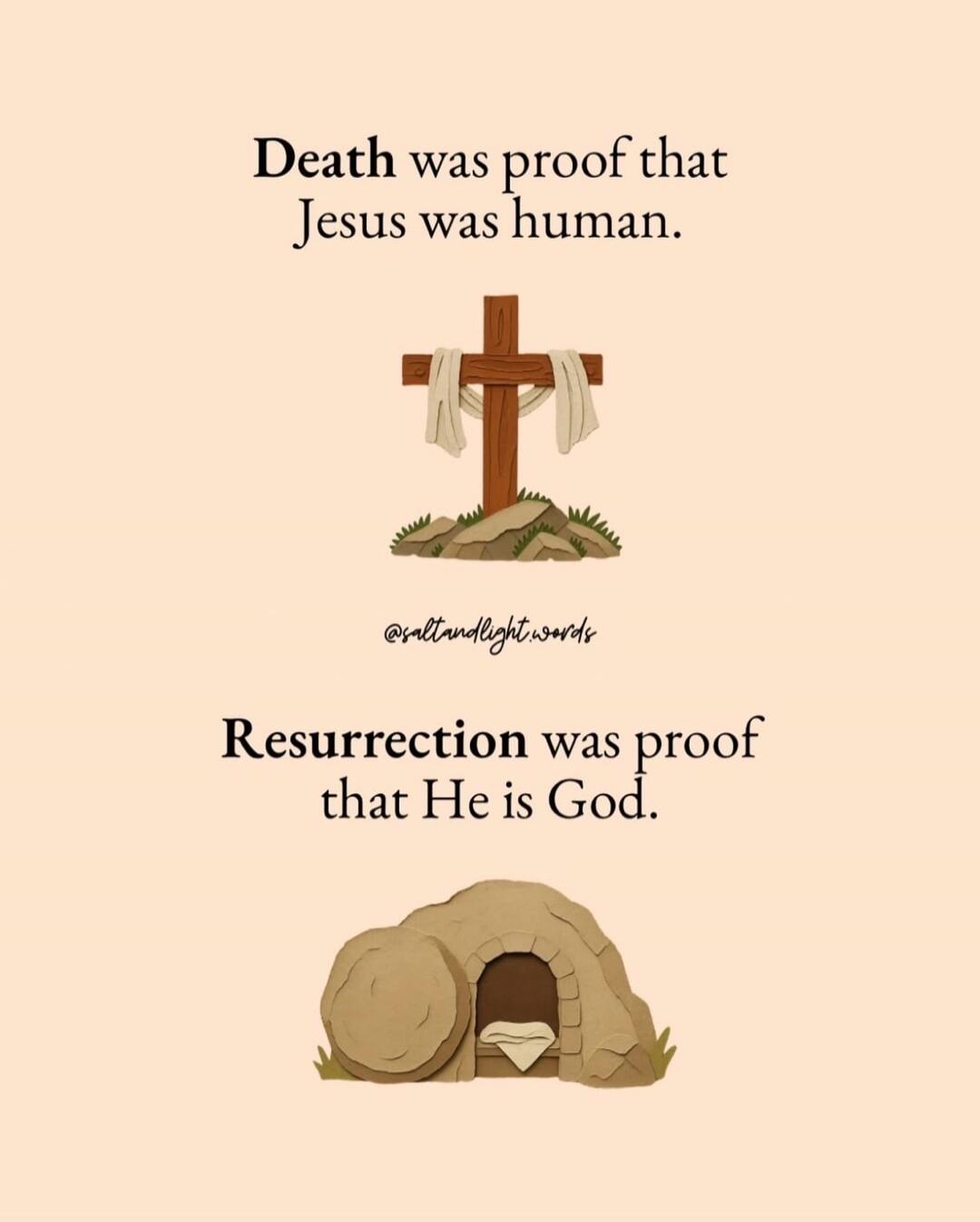 Death was proof that Jesus was human. Resurrection was proof that He is God.