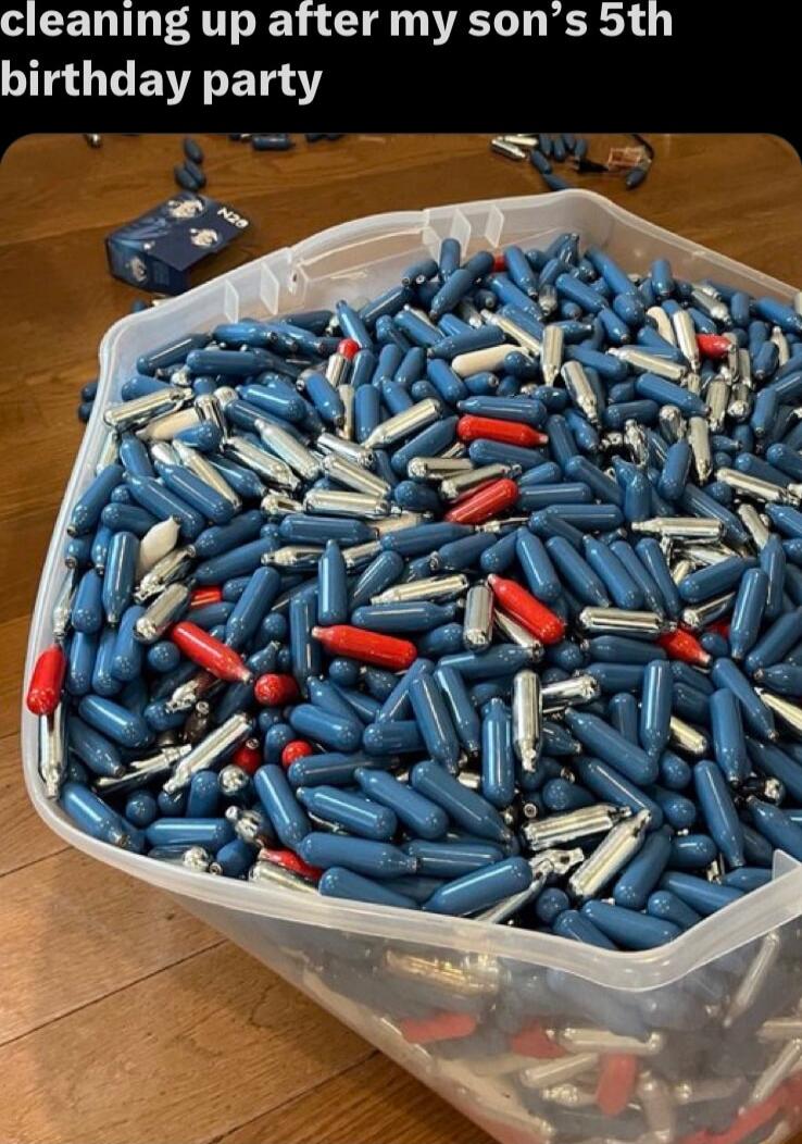 cleaning up after my sons 5th birthday party