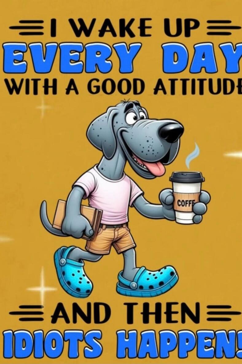 I WAKE UP EVERY DAY WITH A GOOD ATTITUDE AND THEN IDIOTS HAPPEN! COFFE