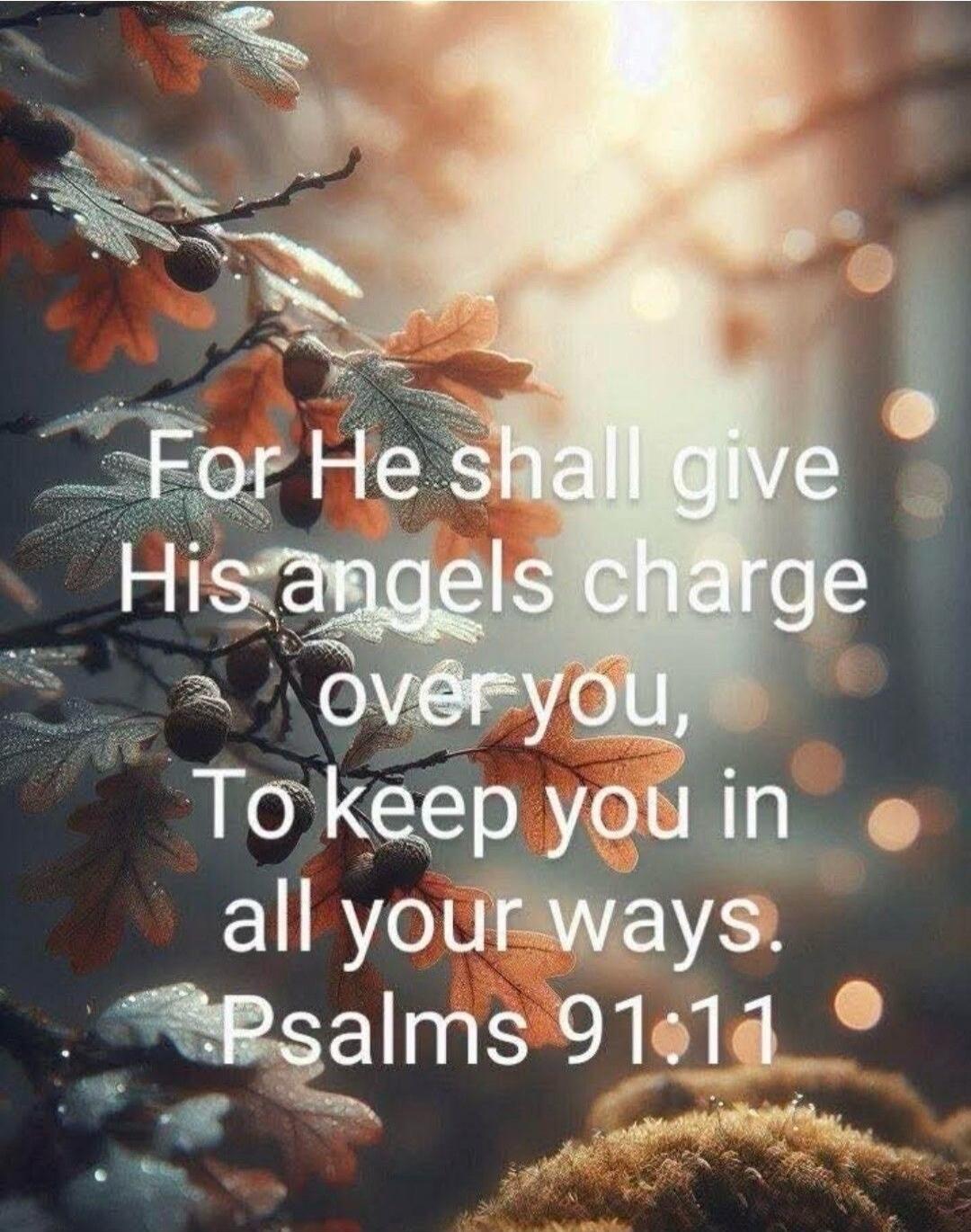 For He shall give His angels charge over you, To keep you in all your ways. Psalms 91:11