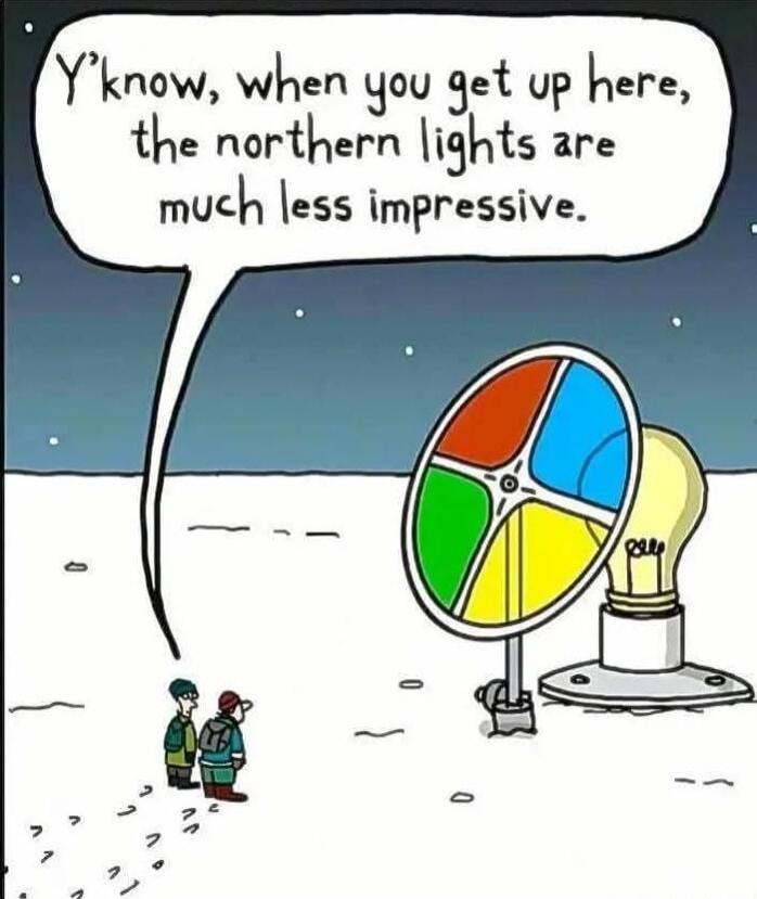 Y'know, when you get up here, the northern lights are much less impressive.