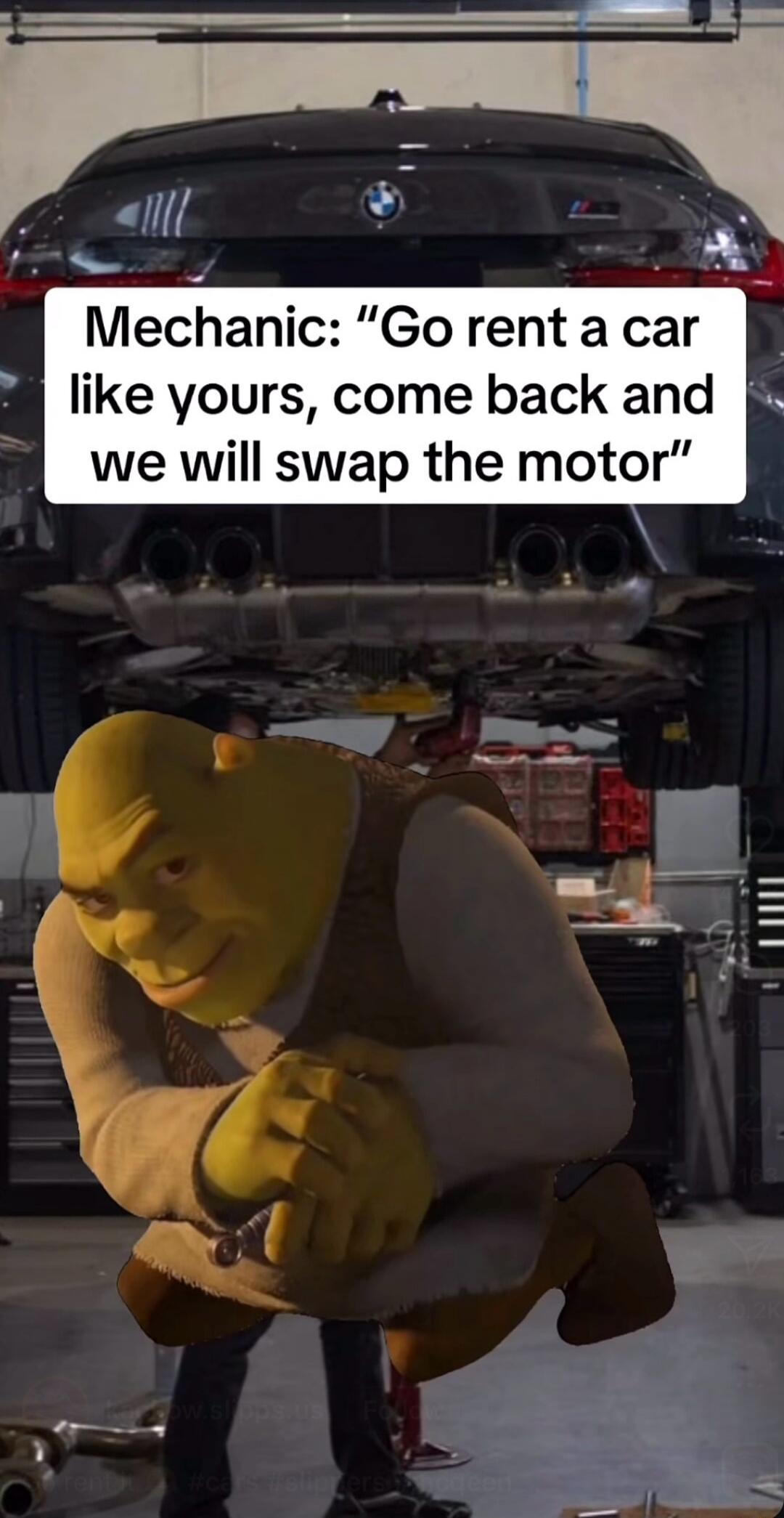 Mechanic: “Go rent a car like yours, come back and we will swap the motor”