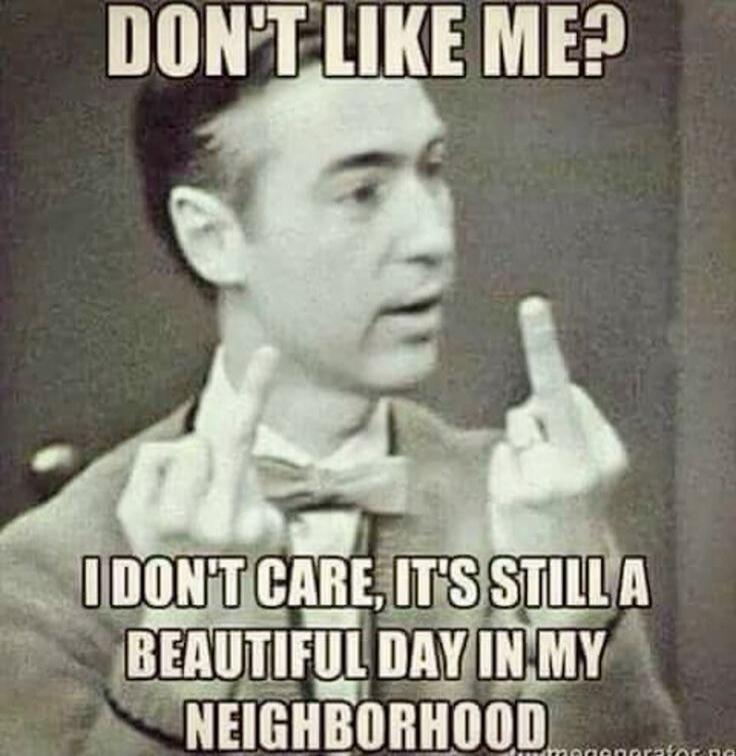 DON'T LIKE ME? I DON'T CARE, IT'S STILL A BEAUTIFUL DAY IN MY NEIGHBORHOOD