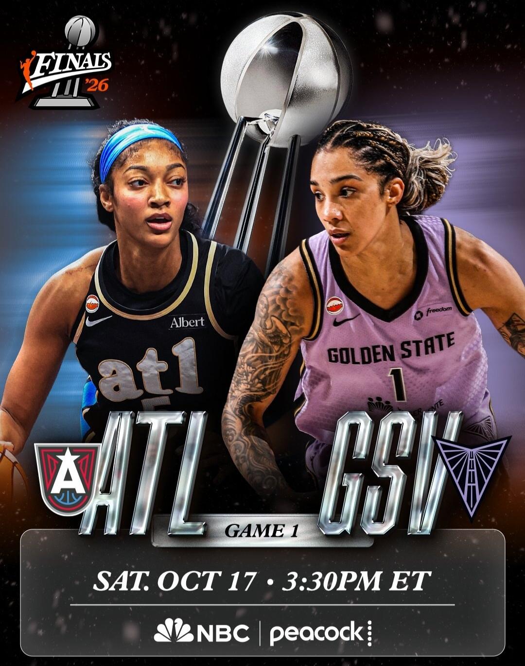 FINALS '26 ATL GSW GAME 1 SAT. OCT 17 • 3:30PM ET NBC peacock Albert Golden State Freedom