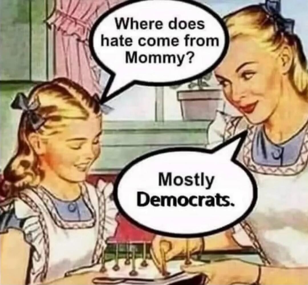 Where does hate come from Mommy?
Mostly Democrats.