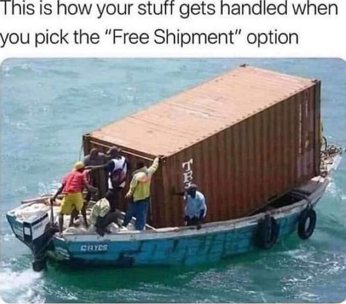This Is how your stuit gets handled when you pick the Free Shipment option