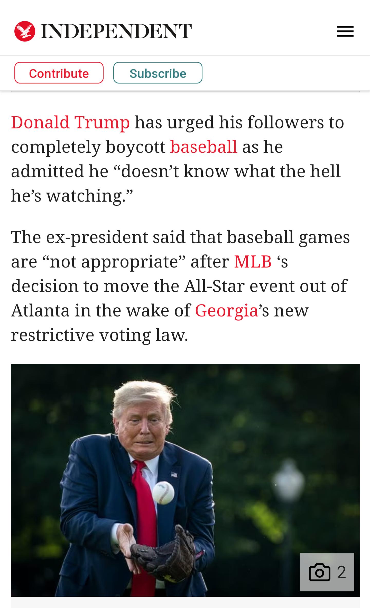 INDEPENDENT Subscribe J has urged his followers to completely boycott as he admitted he doesnt know what the hell hes watching The ex president said that baseball games are not appropriate after s decision to move the All Star event out of Atlanta in the wake of S new restrictive voting law