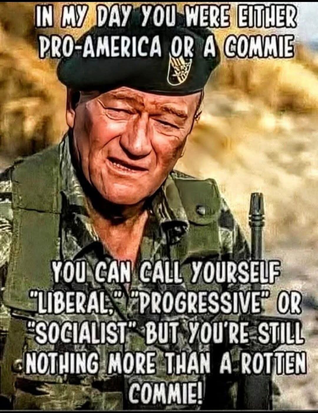 IN MY DAY YOU WERE EITHER PRO-AMERICA OR A COMMIE YOU CAN CALL YOURSELF 