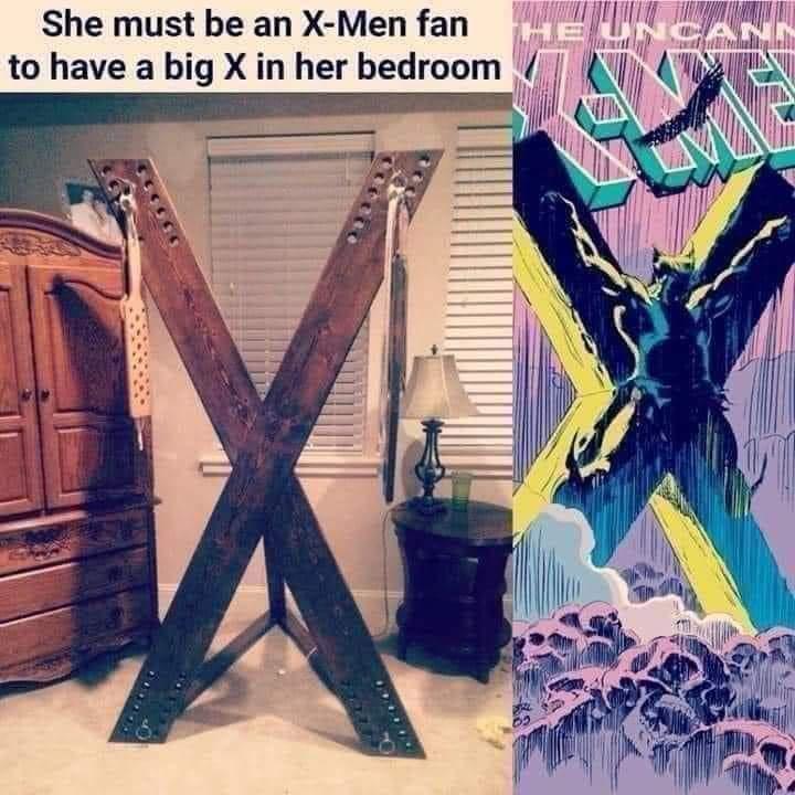 She must be an X Men fan to have a big X in her bero i