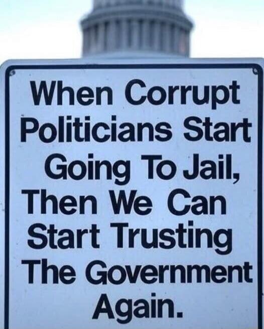 When corrupt politicians start going to jail, then we can start trusting the government again.