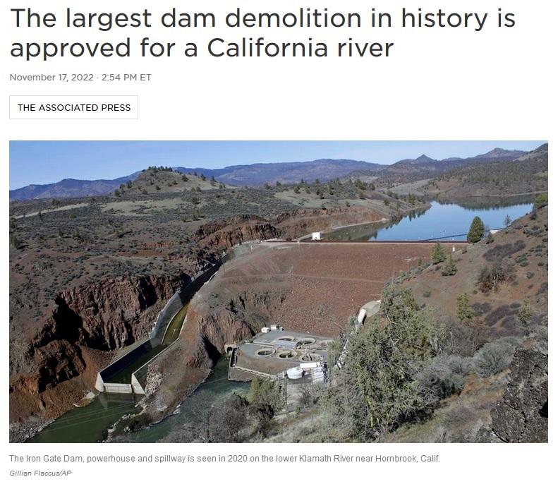 The largest dam demolition in history is approved for a California river