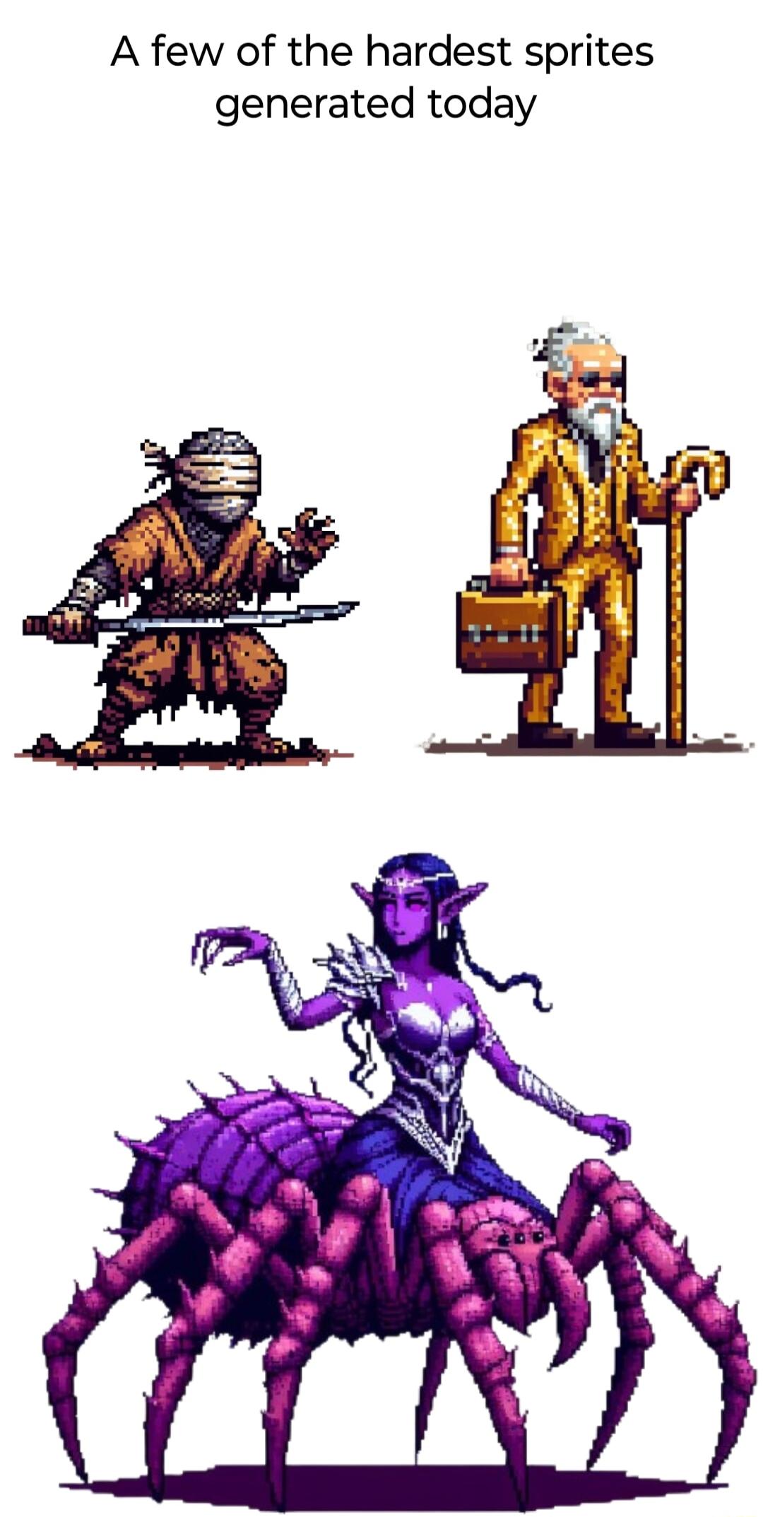 A few of the hardest sprites generated today