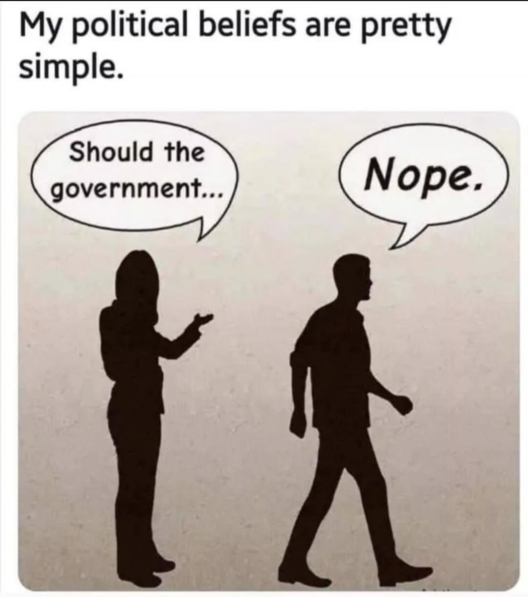 My political beliefs are pretty simple. Should the government... Nope.