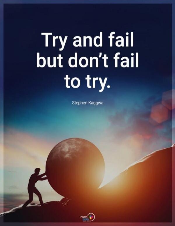 Try and fail but don't fail to try. Stephen Kaggwa.