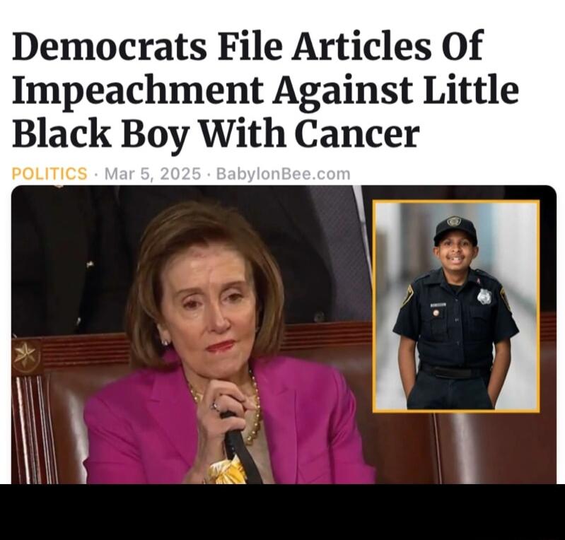 Democrats File Articles Of Impeachment Against Little Black Boy With Cancer