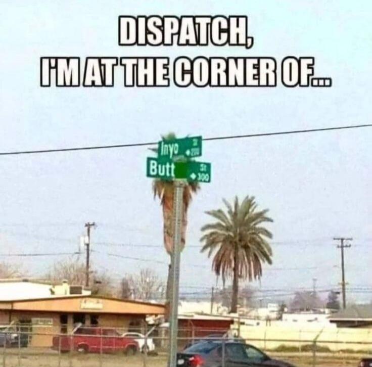 DISPATCH, I'M AT THE CORNER OF... INFO BUTT