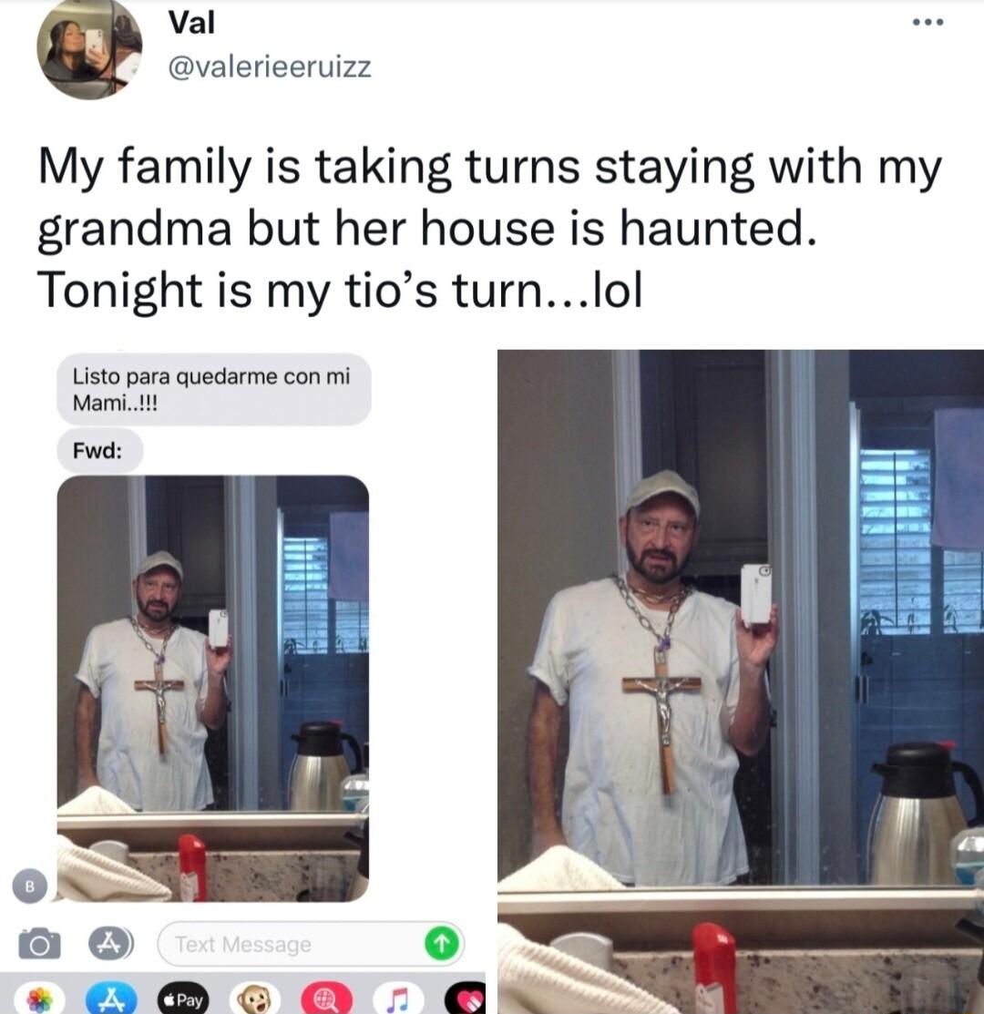 Vval valerieeruizz My family is taking turns staying with my grandma but her house is haunted Tonight is my tios turnlol Listo para quedarme con i Marmi 1
