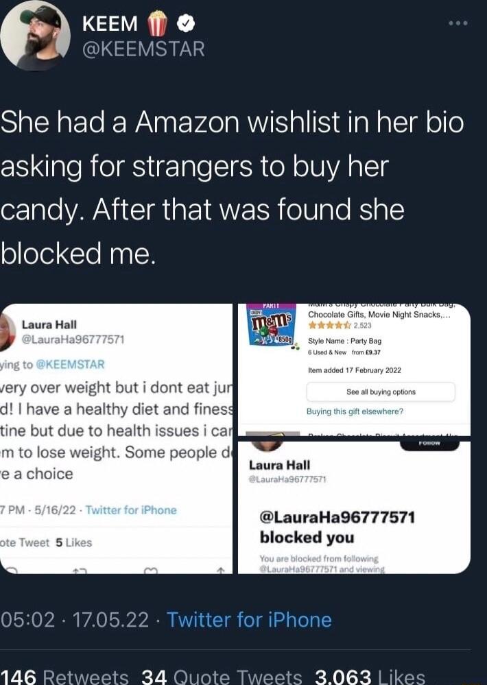 SICHETeERAN VLl RS sl Saala Tl olfe asking for strangers to buy her candy After that was found she olfoleClelip Laura Hall Laura Hall LauraHa96777571 blocked you