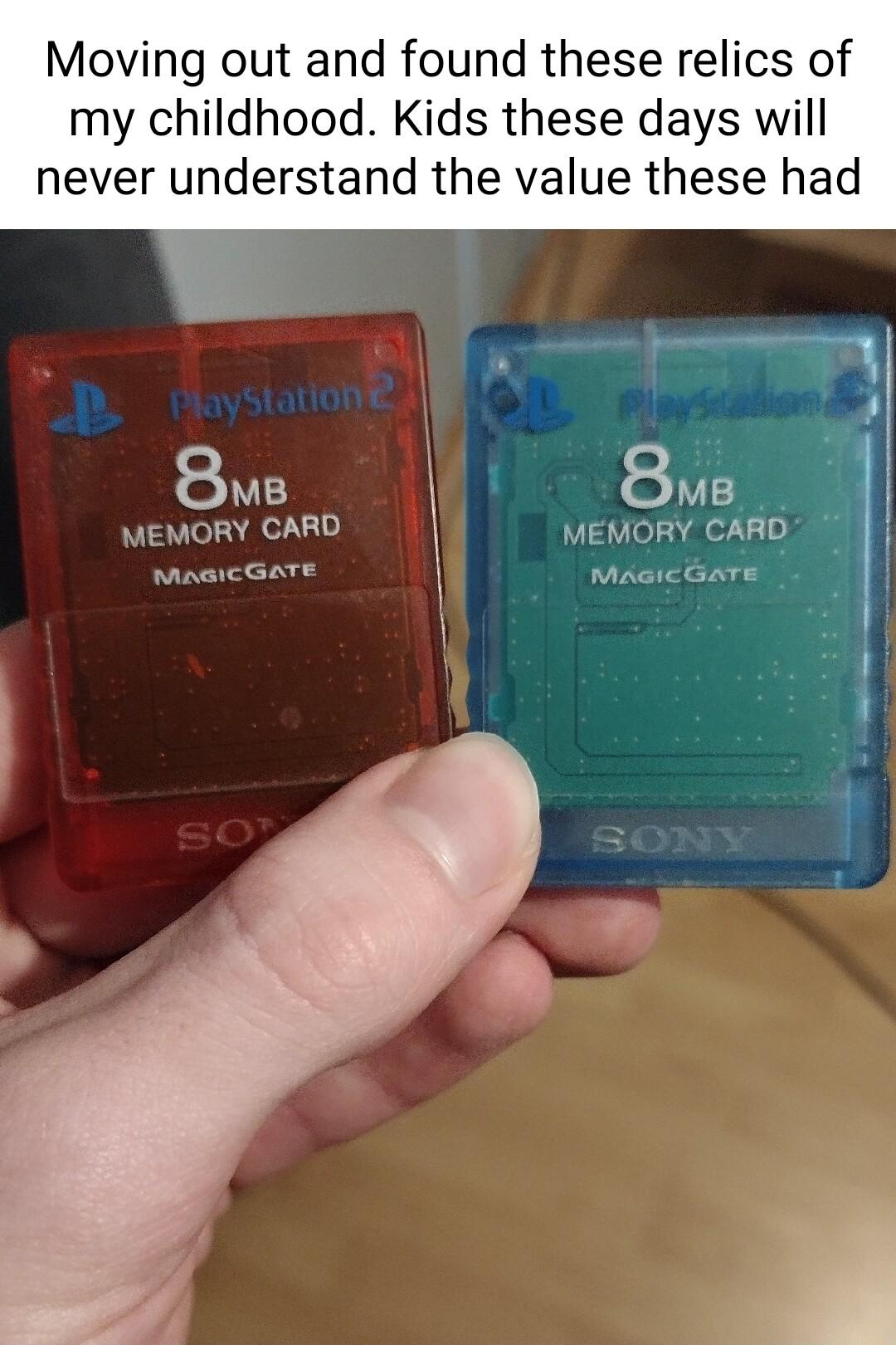 Moving out and found these relics of my childhood Kids these days will never understand the value these had MEMORY CARD MasicGara