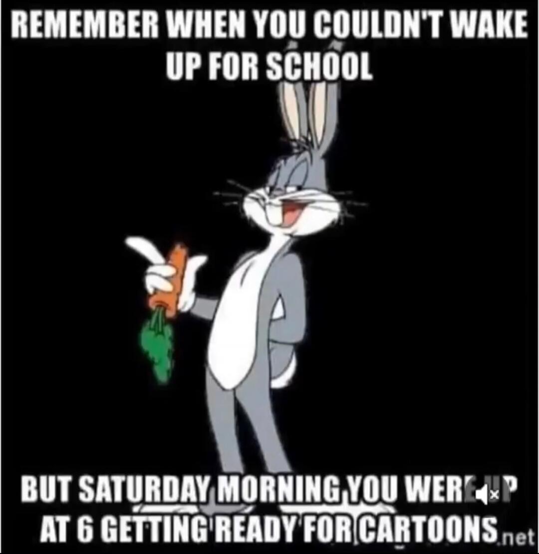 REMEMBER WHEN YOU COULDN'T WAKE UP FOR SCHOOL BUT SATURDAY MORNING YOU WERE UP AT 6 GETTING READY FOR CARTOONS