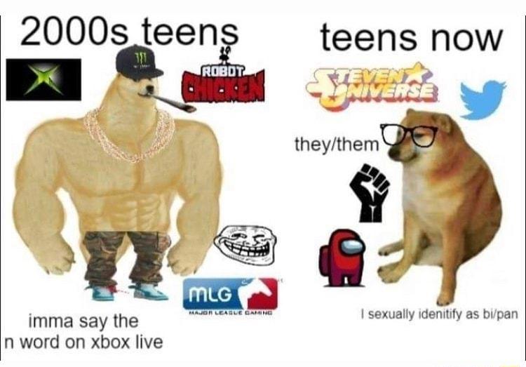 2000s teen teens now theythem imma say the 1 sexual dentty as bipan n word on xbox live