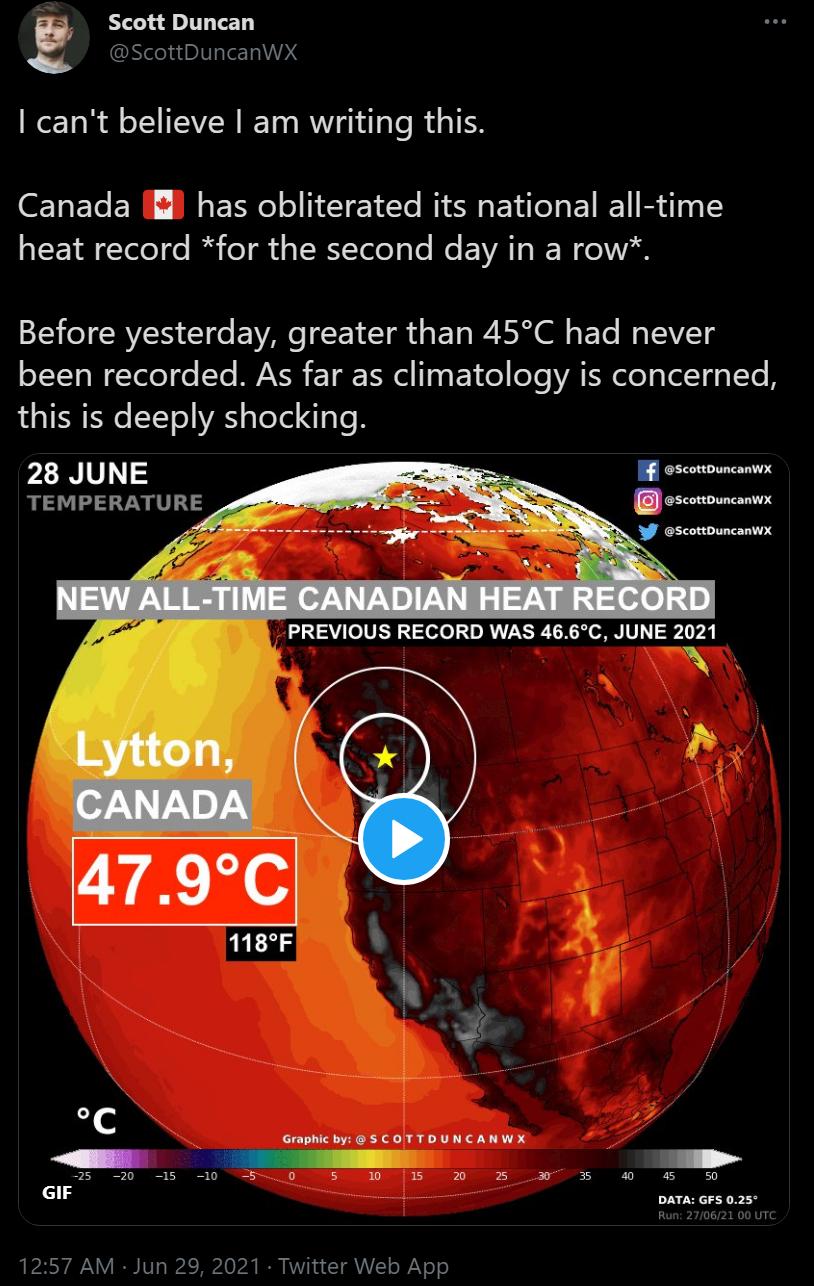 Scott Duncan E ScottDuncanWX cant believe am writing this T ETERN M BT o o T 1Yo Wi s EVileT s E I B T4 1 SCEY A Tole e I o g TSR TeleTle e EVAT WEN elVicl Before yesterday greater than 45C had never been recorded As far as climatology is concerned T YTe YAS gleTel XIgTe B 28 JUNE pr TEMPERATURE ScottbuncanWx 3 ScottDuncanwx 3 Graphic by S COTTDUNCANWX 2 25 20 15 10 HSUUNNSERNORRMISEZO s 0T 3 40 4