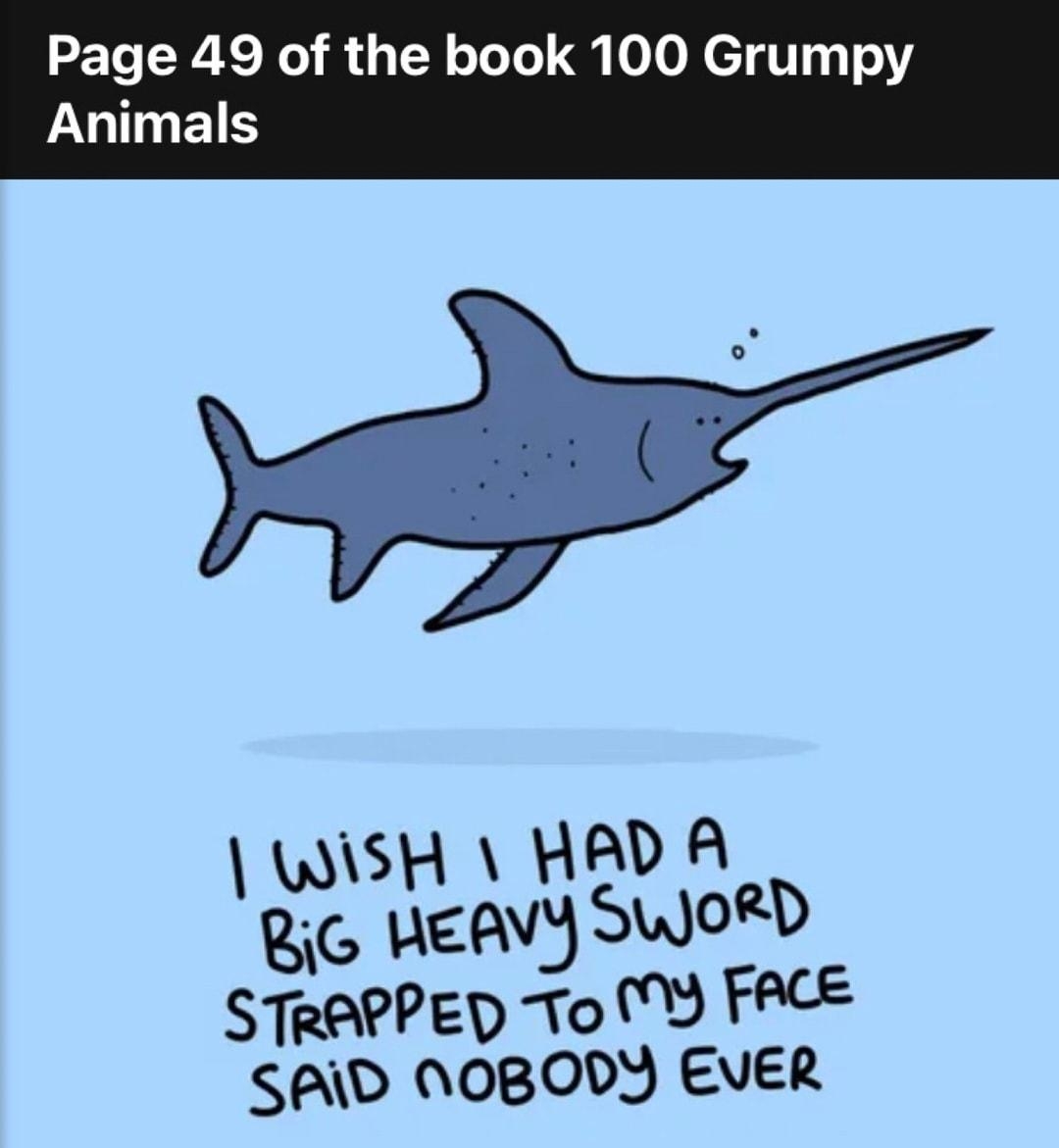 Page 49 of the book 100 Grumpy LUTHETS WiISH HAD A i HEAVY SWOoRD STRAPPED o FACE SAID NOBODY EVER