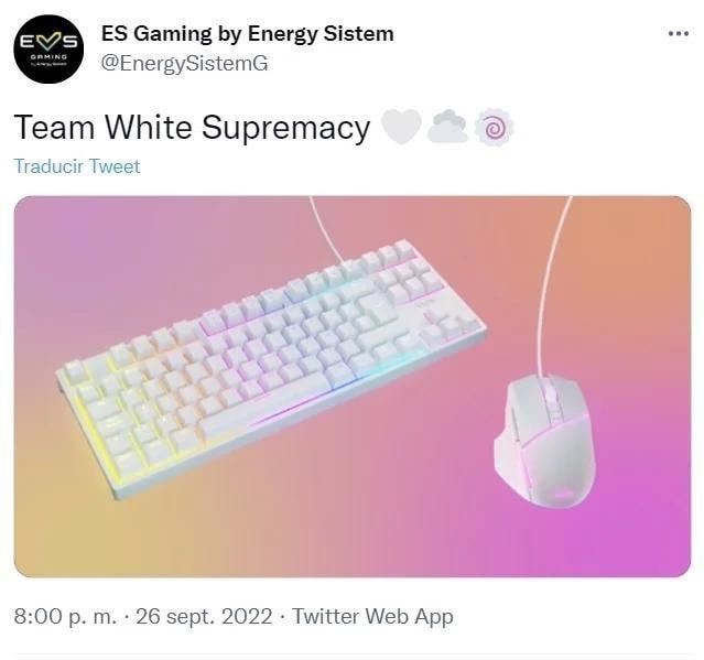 ES Gaming by Energy Sistem EnergySistemG Team White Supremacy Traducir Tweet 800 p m 26 sept 2022 Twitter Web App 33 Retweets 175 Tweets citados 56 Me gusta