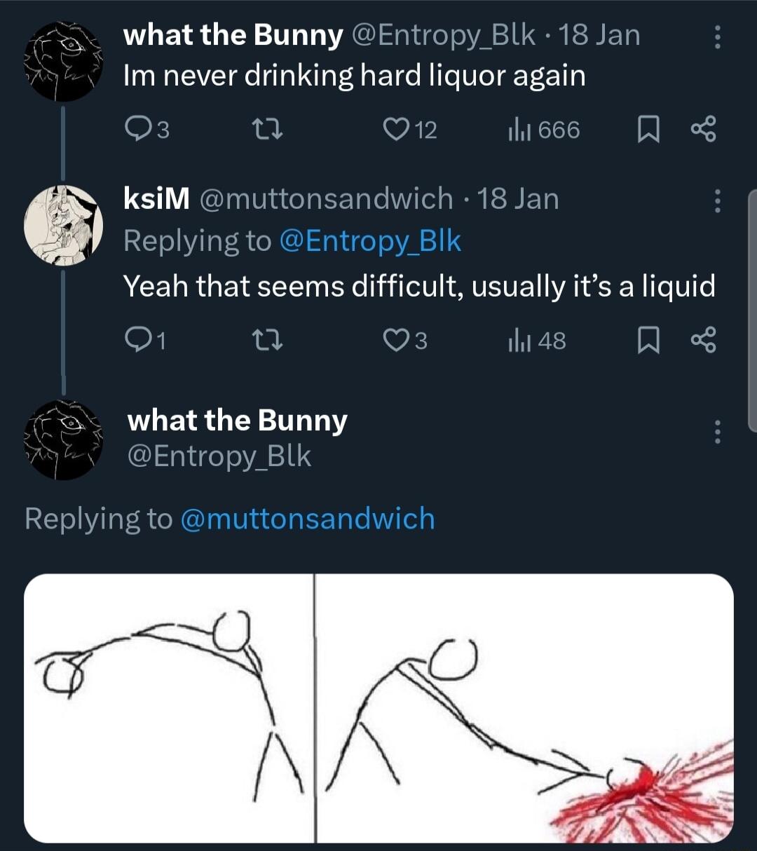 what the Bunny Entropy Blk 18 Jan Im never drinking hard liquor again Q V 1l 66 RIS ksiM muttonsandwi ERED ACEURGEIEEE B T TETE R SR T what the Bunny Entr Blk