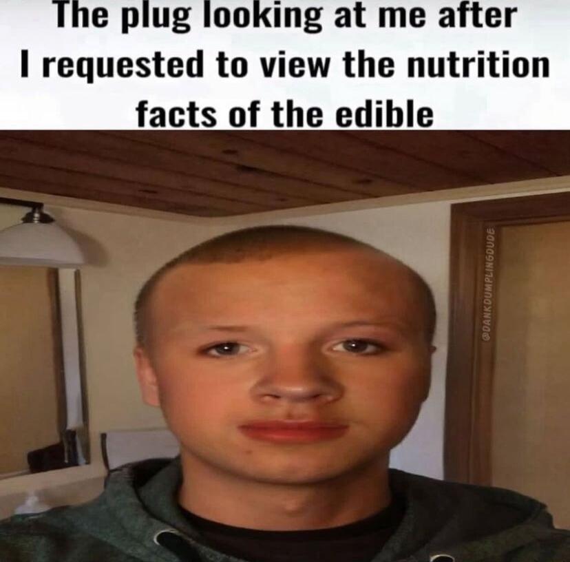 e plug looking at me after requested to view the nutrition facts of the edible