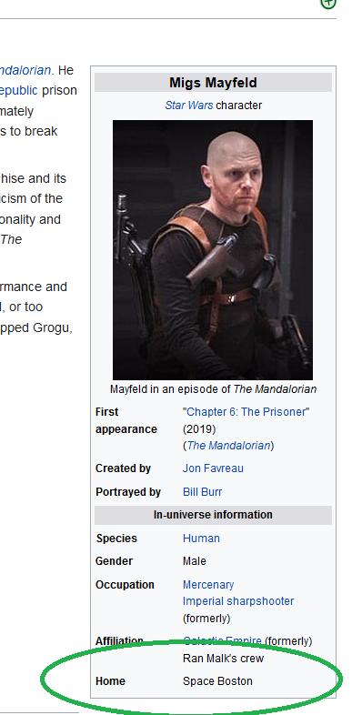 dalorian He public prison nately s to break hise and its cism of the onality and The mance and or too pped Grogu Migs Mayfeld Star Wars character Mayfeld in an episode of The Mandalorian First Chapter 6 The Prisoner appearance 2019 The Mandalorian Createdby Jon Faweau Portrayed by Bill Burr In universe information Species Human Gender Hiale Occupation Mercenary Imperial sharpshooter formery former