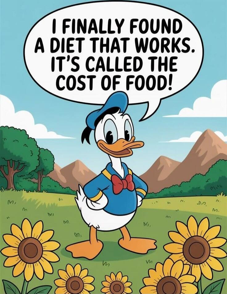 I FINALLY FOUND A DIET THAT WORKS. IT'S CALLED THE COST OF FOOD!