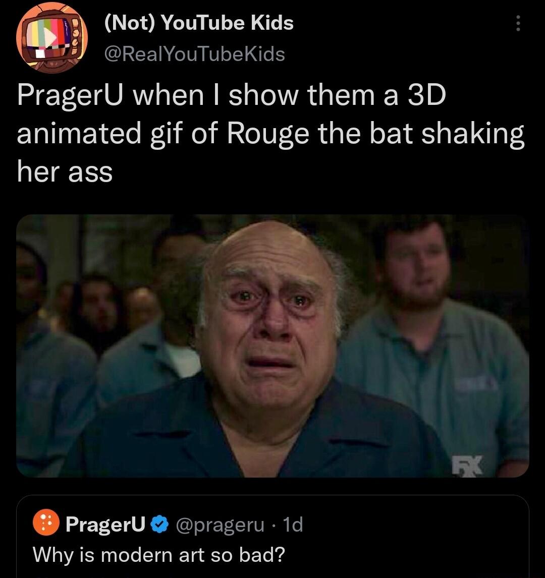 QELRCTTEEY CEEENCINITENEE PragerU when show them a 3D animated gif of Rouge the bat shaking her ass 4 4 PragerU prageru 1d Why is modern art so bad