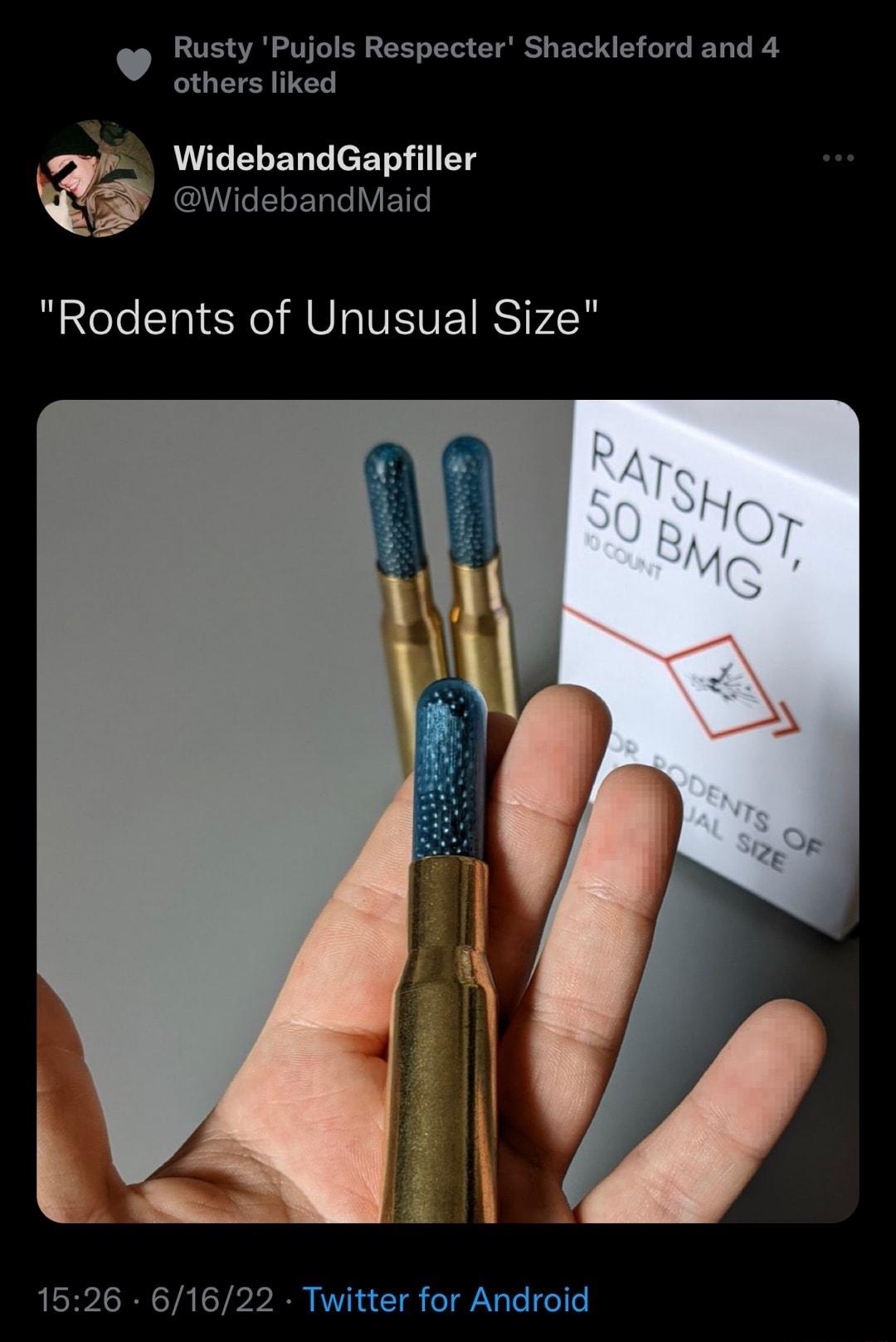 W Rusty Pujols Respecter Shackleford and 4 others liked R T L ET G e R o i Tg f WidebandMaid Rodents of Unusual Size k3 1526 61622 Twitter for Android