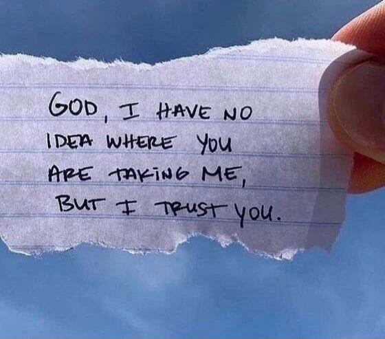 GOD, I HAVE NO IDEA WHERE YOU ARE TAKING ME, BUT I TRUST YOU.