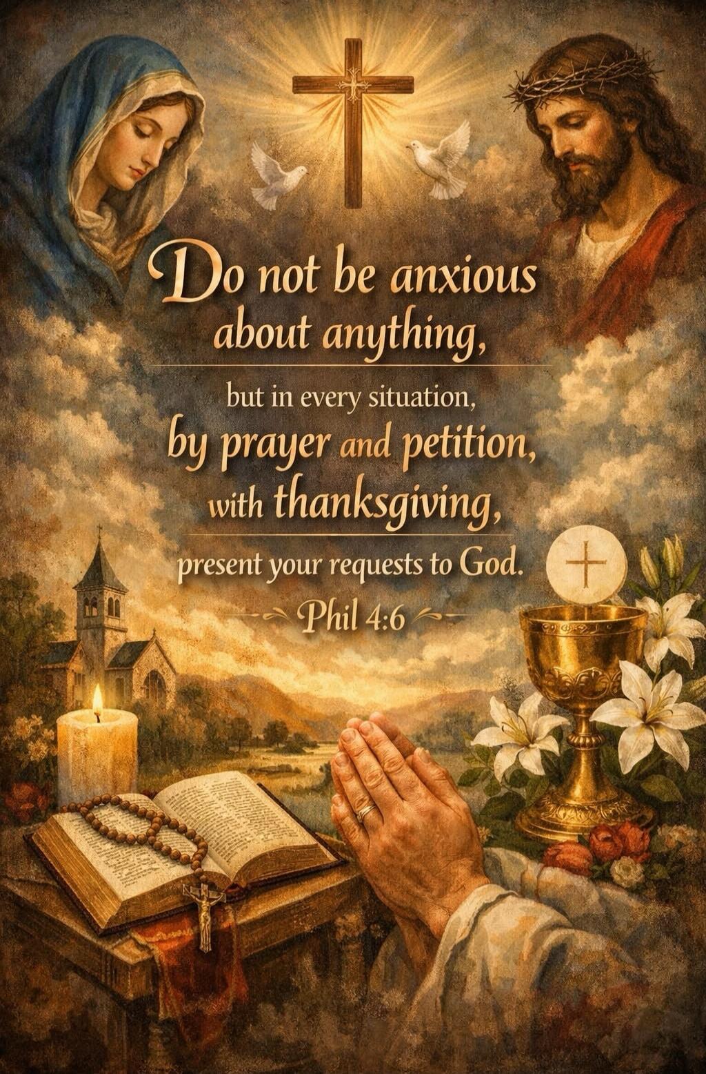 Do not be anxious about anything, but in every situation, by prayer and petition, with thanksgiving, present your requests to God. Phil 4:6