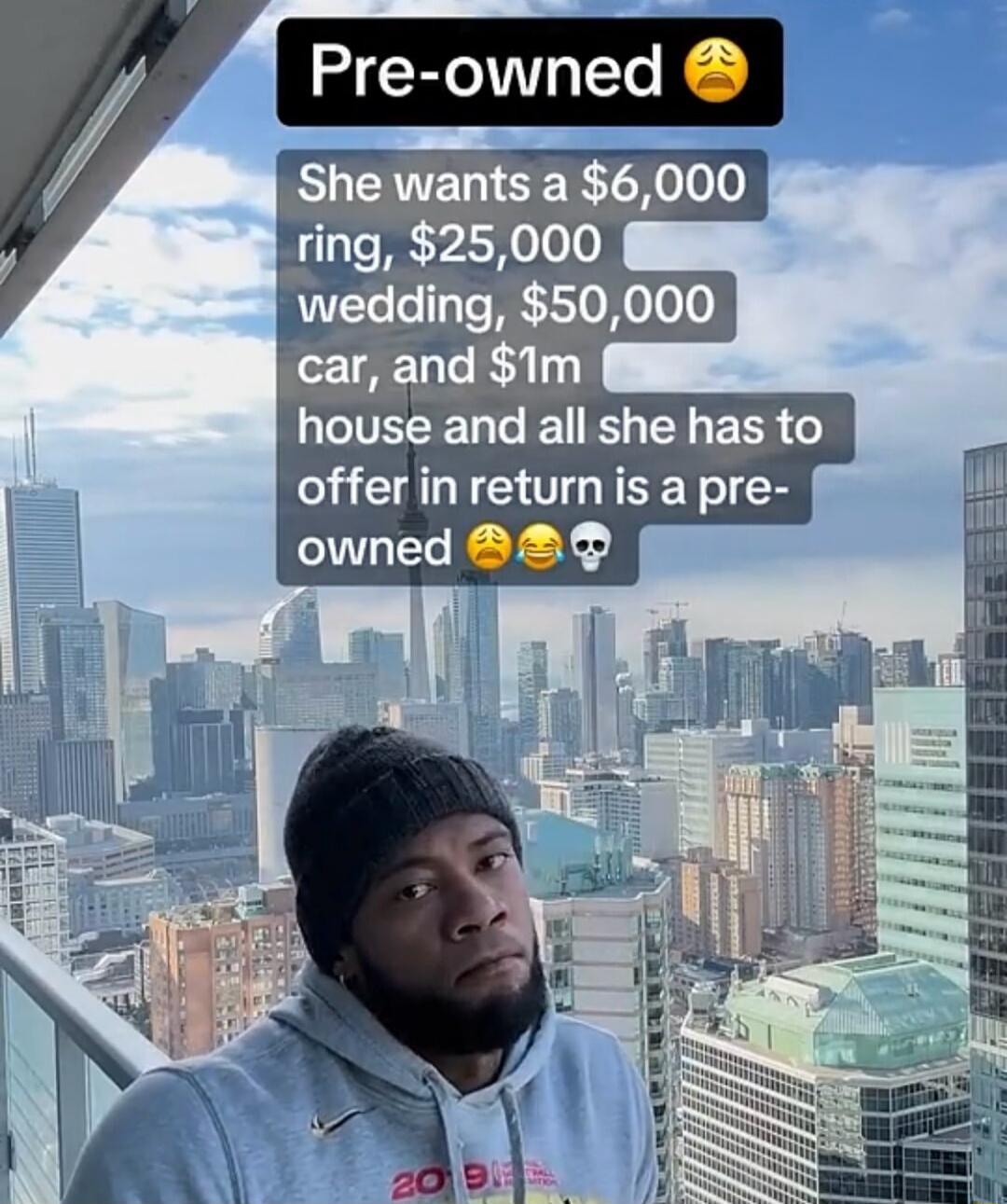 Pre owned She wants a 6000 ring 25000 wedding 50000 car and 1m QISR CERS 6 offerinreturnis a pre owned A