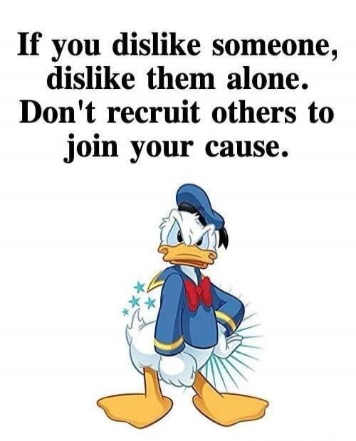 If you dislike someone, dislike them alone. Don't recruit others to join your cause.