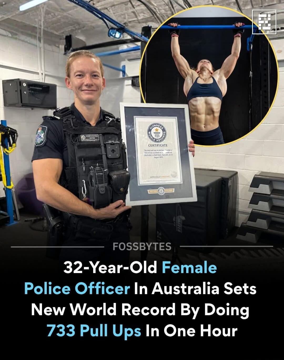 32-Year-Old Female Police Officer In Australia Sets New World Record By Doing 733 Pull Ups In One Hour
