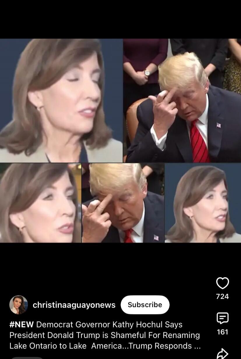 Democrat Governor Kathy Hochul says President Donald Trump is shameful for renaming Lake Ontario to Lake America. Trump responds.