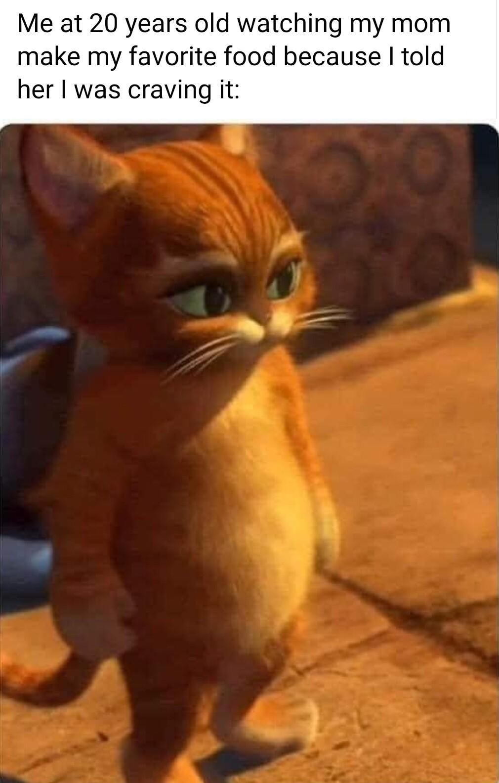 Me at 20 years old watching my mom make my favorite food because told her was craving it