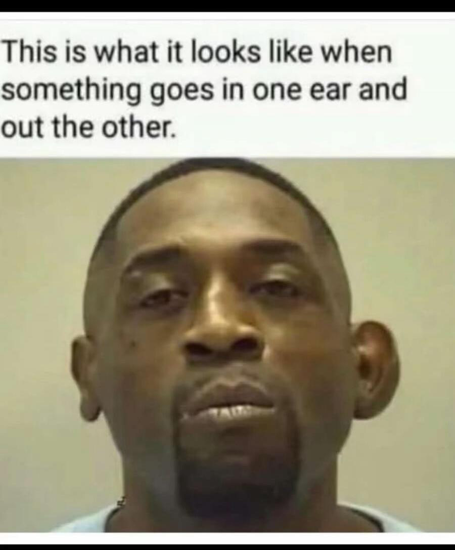 This is what it looks like when something goes in one ear and out the other.