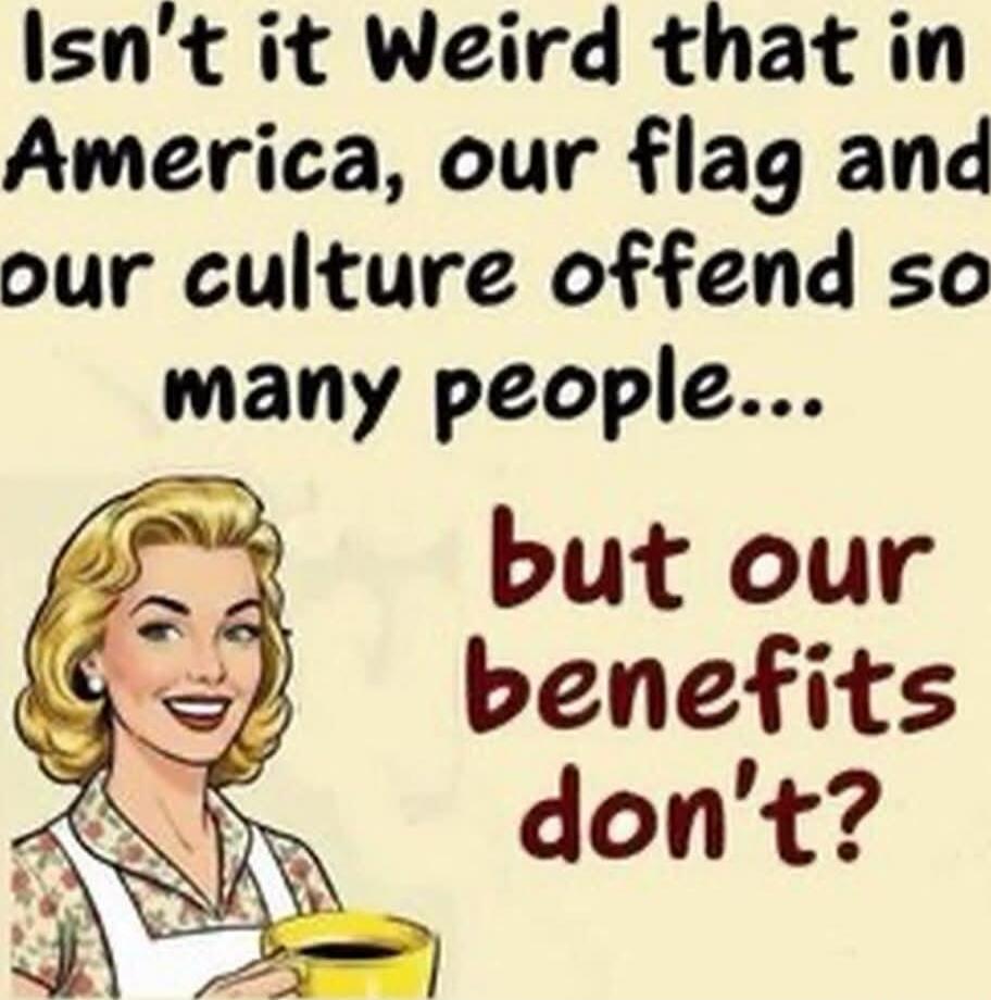 Isn't it Weird that in America, our flag and our culture offend so many people... but our benefits don't?
