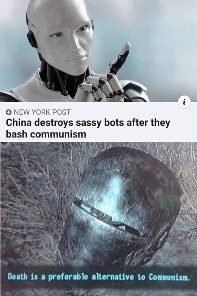 NEW YORK POST China destroys sassy bots after they bash communism Death is a preferable alternative to Communism