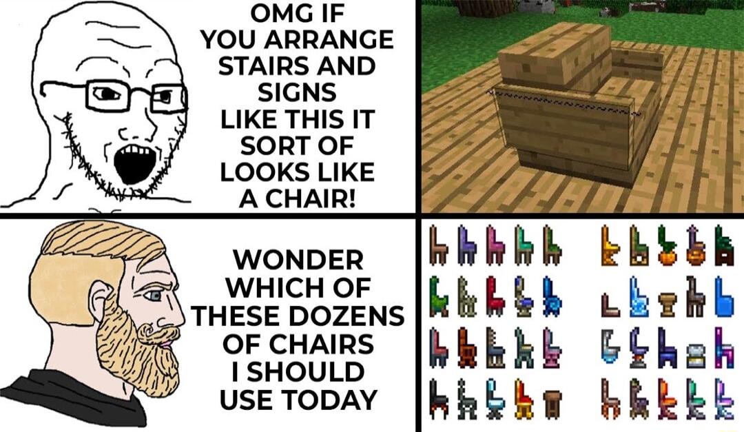 OMG IF _ YOU ARRANGE STAIRS AND SIGNS 7 LIKE THIS IT _ 7 LOoKS ke A CHAIR AL L g e 2 SR Mk kk GEhah SSTUD I hEks BRREL